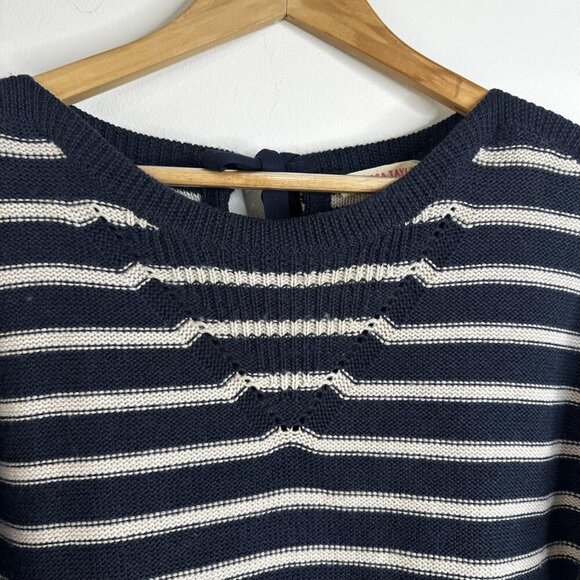 Rebecca Taylor Sweater Sz S Merino Wool Stripe Nautical Pullover Anchor Knit - Picture 2 of 12